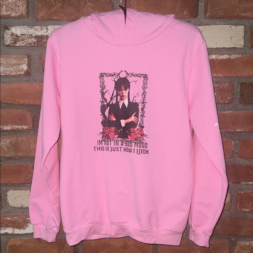 Pink Wednesday Addams Graphic Hoodie